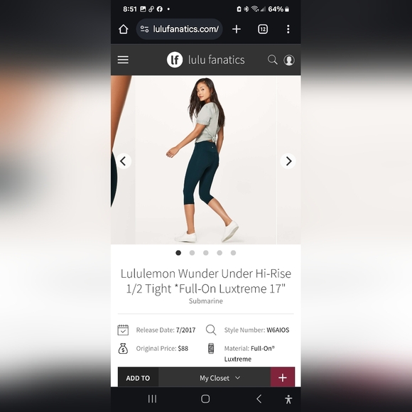 Lululemon Wunder Under Hi Rise 1/2 tight full on Luxtreme 17" - Picture 6 of 7